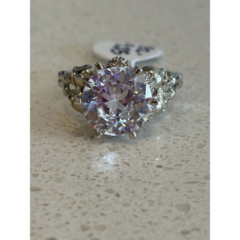 Jeulia Skull Ring Size 9.25 Sterling Silver 4ct Moissanite Stone Rare WhimyGoth